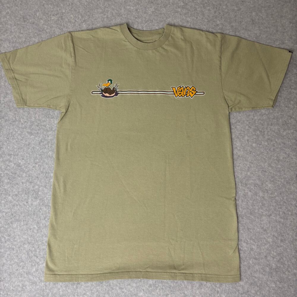 VANS Men's Classic Fit Sage Green Duck Mallard Graphic T-Shirt - Size M